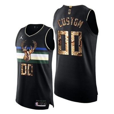 Men Bucks Custom #00 Real Python Skin Black Jersey 2021 Exclusive Edition