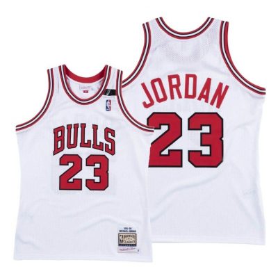 Men Bulls Michael Jordan Hardwood Classics 1991-92 Ribbons White Jersey