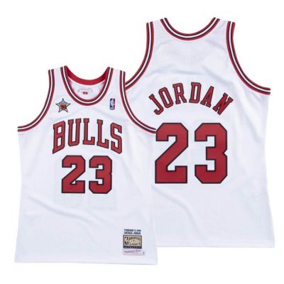 Men Bulls Michael Jordan Hardwood Classics 1998-99 Throwback White Jersey