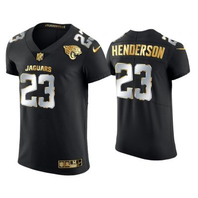 Men CJ Henderson Jacksonville Jaguars Black Golden Edition Elite Jersey