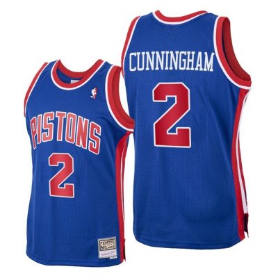 Men Cade Cunningham Detroit Pistons Blue Hardwood Classics Jersey 2021 Nba Draft No.1