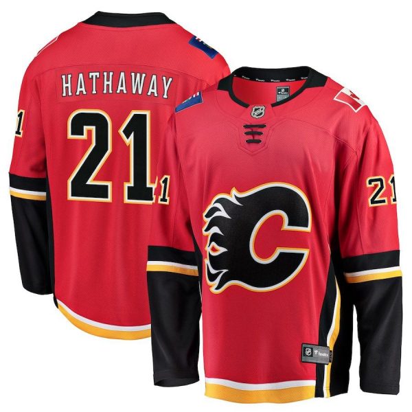 Men Calgary Flames Garnet Hathaway Red Breakaway Player Jersey