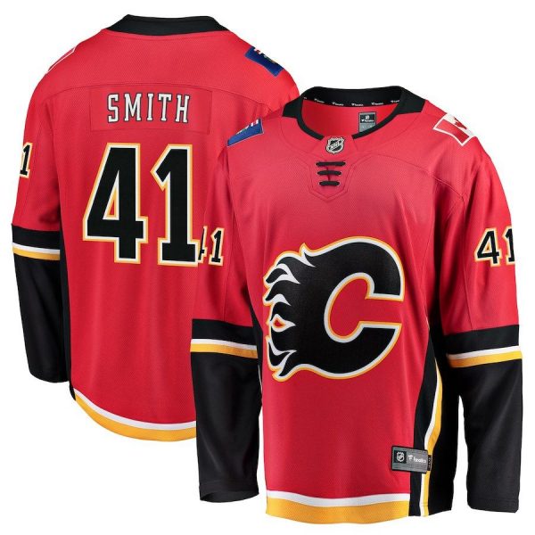 Men Calgary Flames Mike Smith Red Breakaway Player Jersey