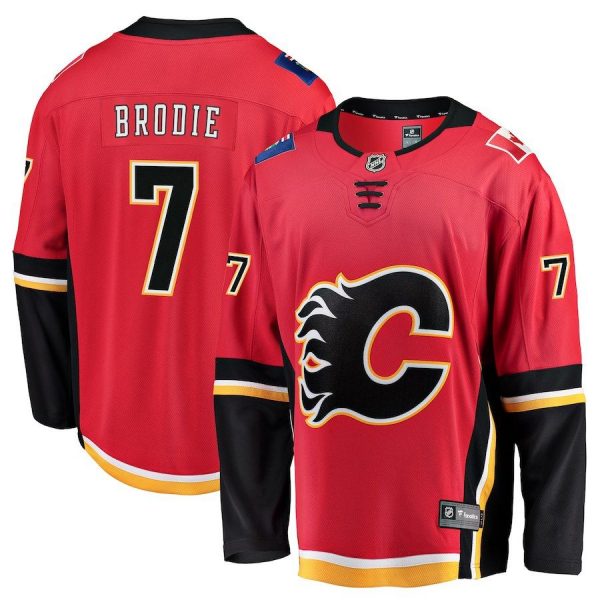 Men Calgary Flames TJ Brodie Red Breakaway Player Jersey