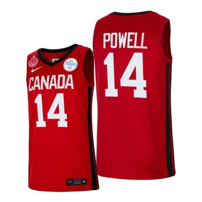 Men Canada Basketball #14 Dwight Powell Red 2021 Tokyo Olympics Jersey Senior