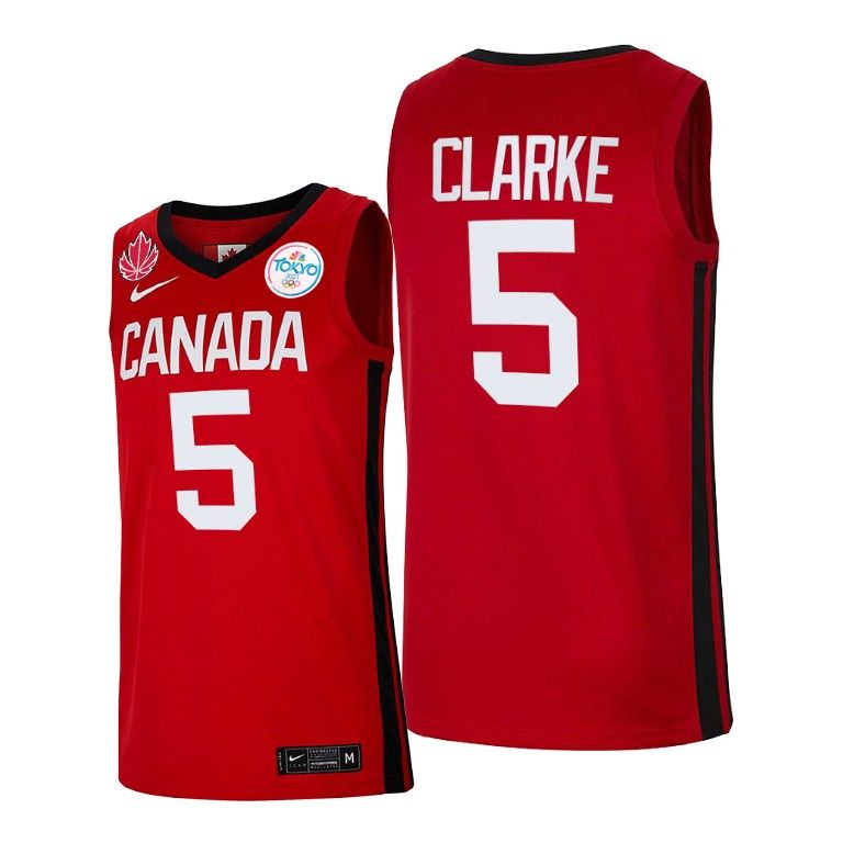 Men Canada Basketball #5 Brandon Clarke Red 2021 Tokyo Olympics Jersey Senior