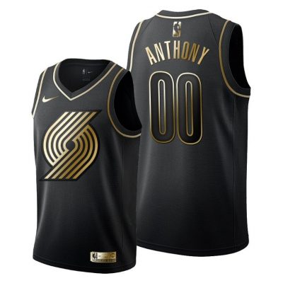 Men Carmelo Anthony #00 Portland Trail Blazers Golden Edition Black Jersey