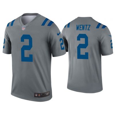Men Carson Wentz Indianapolis Colts Gray Inverted Legend Jersey