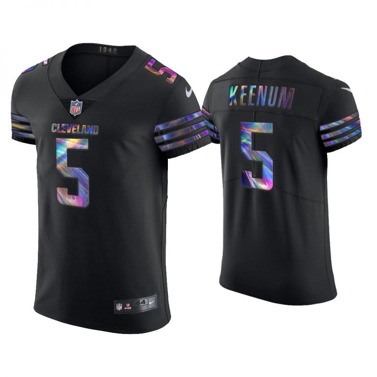 Men Case Keenum Cleveland Browns Black Golden Edition Holographic Jersey