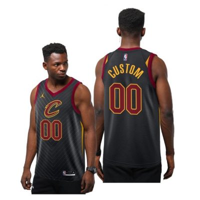 Men Cavaliers #00 Custom Black 2020-21 Statement Jersey Jumpman