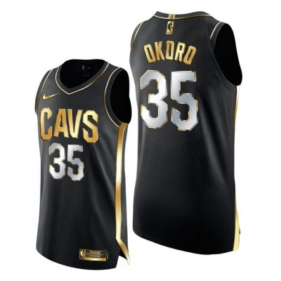 Men Cavaliers #35 Isaac Okoro Black Golden Edition 2021 Jersey Limited