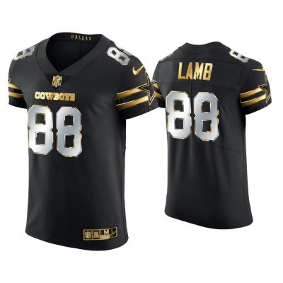 Men CeeDee Lamb Dallas Cowboys Black Golden Edition Elite Jersey