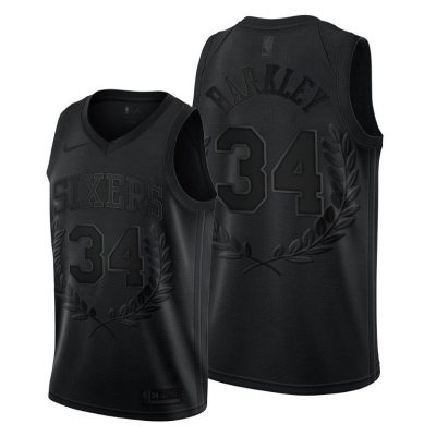 Men Charles Barkley #34 Hall of Famers 76ers Black Jersey