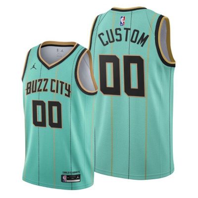 Men Charlotte Hornets #00 Custom Mint Green 2020-21 Buzz City Jersey