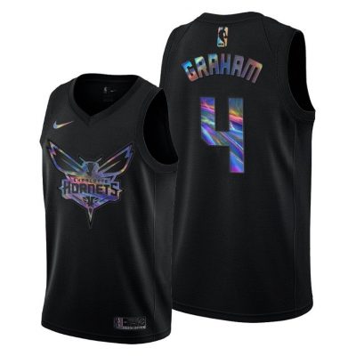 Men Charlotte Hornets Devonte  Graham Iridescent Holographic Black Limited Edition Jersey