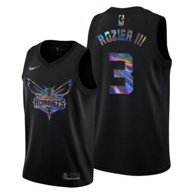 Men Charlotte Hornets Terry Rozier III Iridescent Holographic Black Limited Edition Jersey