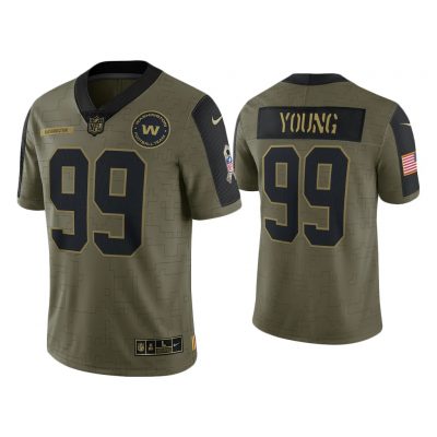 Men Chase Young Washington Football Team Olive 2021 Salute To Service Limited Jersey