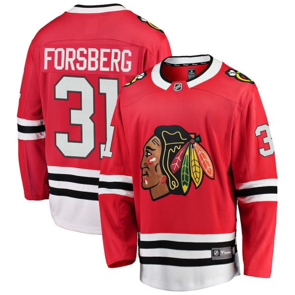 Men Chicago Blackhawks Anton Forsberg Red Breakaway Player Jersey