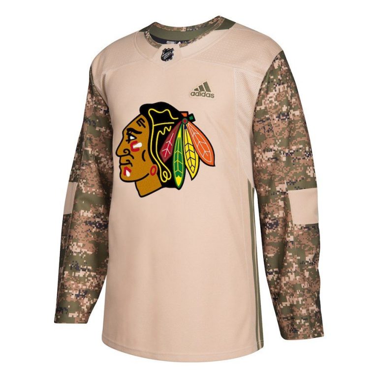 Men Chicago Blackhawks Camo Veterans Day Practice Jersey