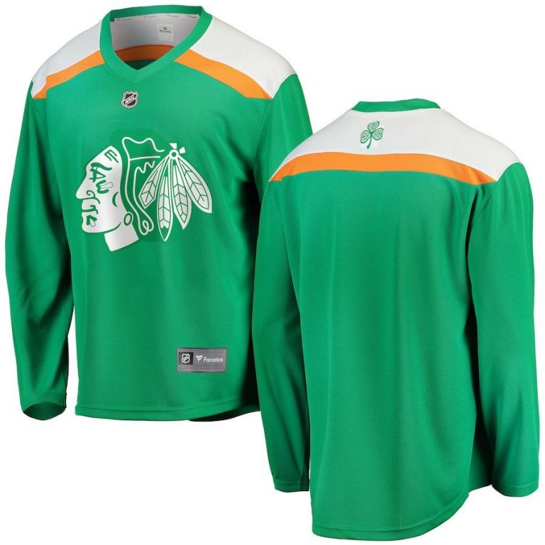 Men Chicago Blackhawks Green St. Patrick s Day Replica Blank Jersey