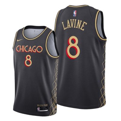 Men Chicago Bulls #8 Zach LaVine Black 2020-21 Motor City Edition Jersey No Little Plans