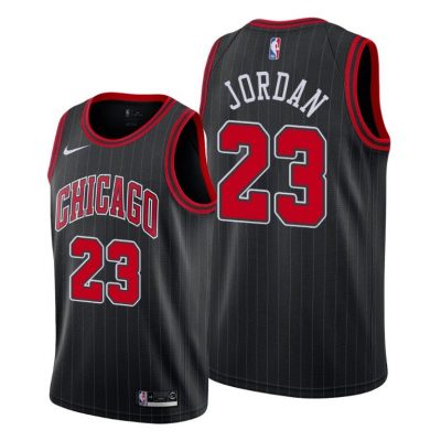 Men Chicago Bulls Michael Jordan Black 2019-20 Statement Pinstripe Jersey