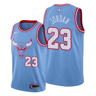 Men Chicago Bulls Michael Jordan Blue 2019-20 City Edition Retired number Jersey