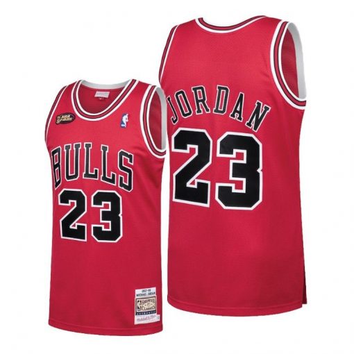 Men Chicago Bulls Michael Jordan Red 1997-98 Finals Hardwood Classics ...