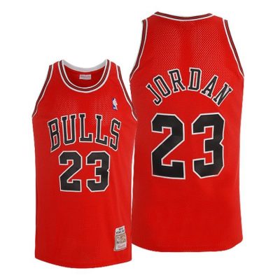 Men Chicago Bulls Michael Jordan Red Hardwood Classics Jersey