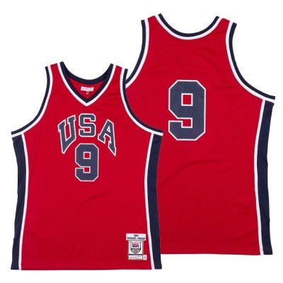 Men Chicago Bulls Michael Jordan Usa Team 1984 Red Jersey