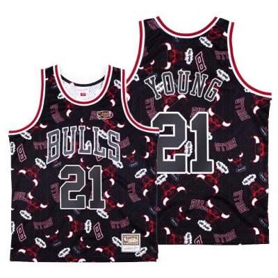 Men Chicago Bulls Thaddeus Young Tear Up Pack Black Jersey