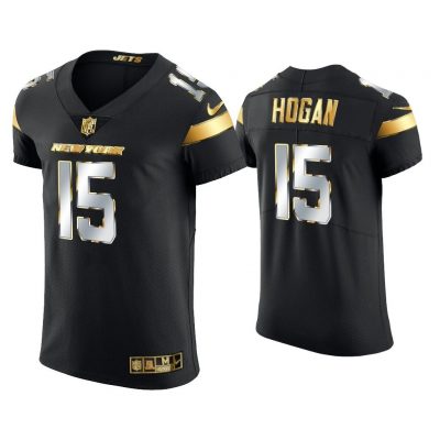 Men Chris Hogan New York Jets Black Golden Edition Elite Jersey