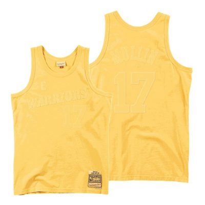 Men Chris Mullin Golden State Warriors Washed Out Yellow Jersey
