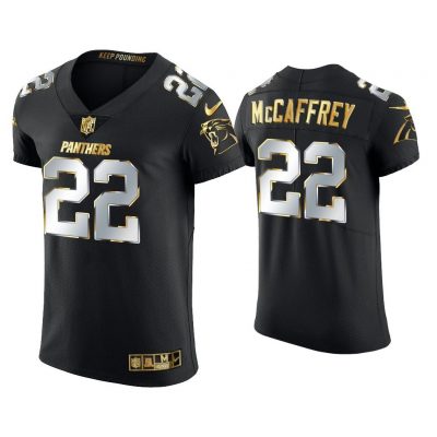 Men Christian McCaffrey Carolina Panthers Black Golden Edition Elite Jersey