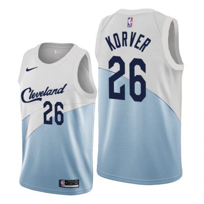 Men Cleveland Cavaliers White-Blue Kyle Korver #26 Earned Edition Jersey