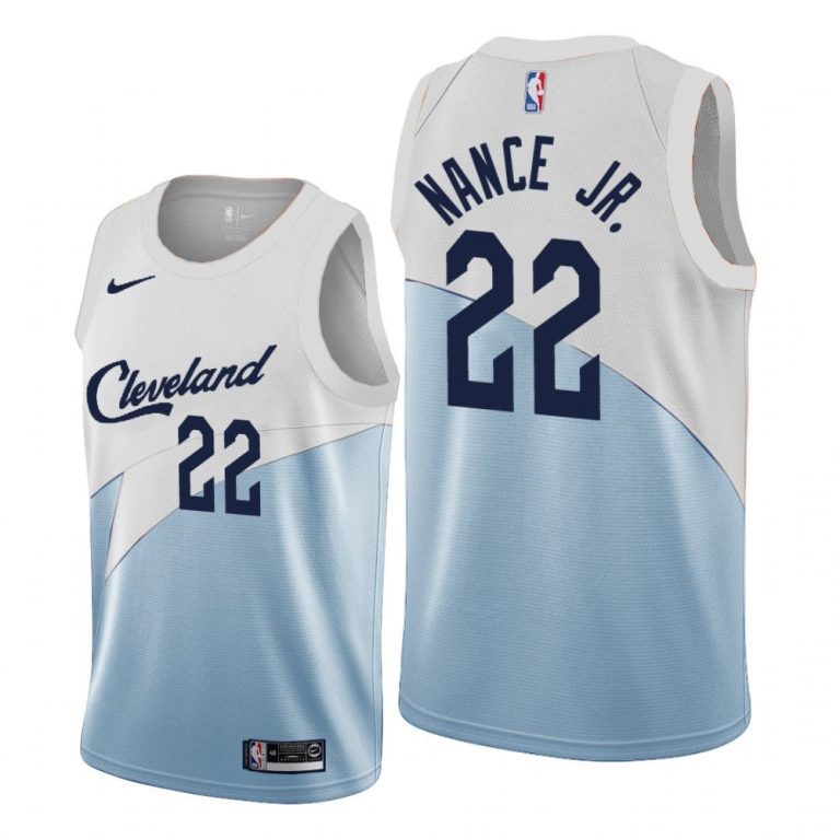 Men Cleveland Cavaliers White-Blue Larry Nance Jr. #22 Earned Edition Jersey