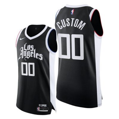 Men Clippers #00 Custom Black 2020-21 City Edition Jersey Player