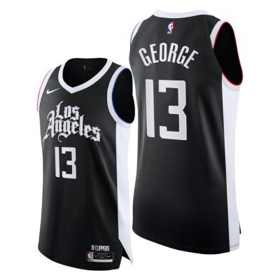 Men Clippers #13 Paul George Black 2020-21 City Edition Jersey Player