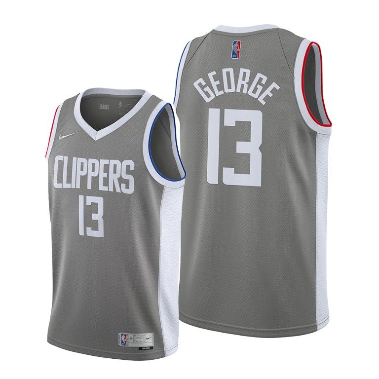 Men Clippers #13 Paul George Gray 2020-21 Earned Edition Jersey