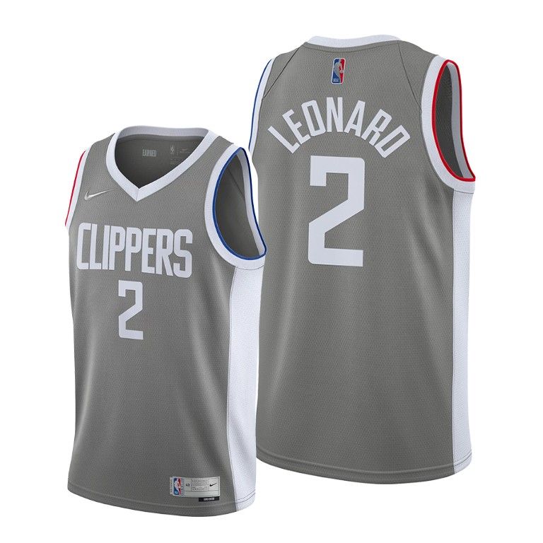 Men Clippers #2 Kawhi Leonard Gray 2020-21 Earned Edition Jersey