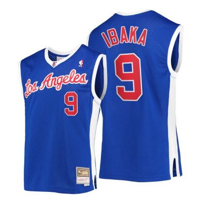 Men Clippers Serge Ibaka #9 Hardwood Classics Royal Jersey