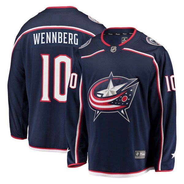 Men Columbus Blue Jackets Alexander Wennberg Navy Breakaway Jersey