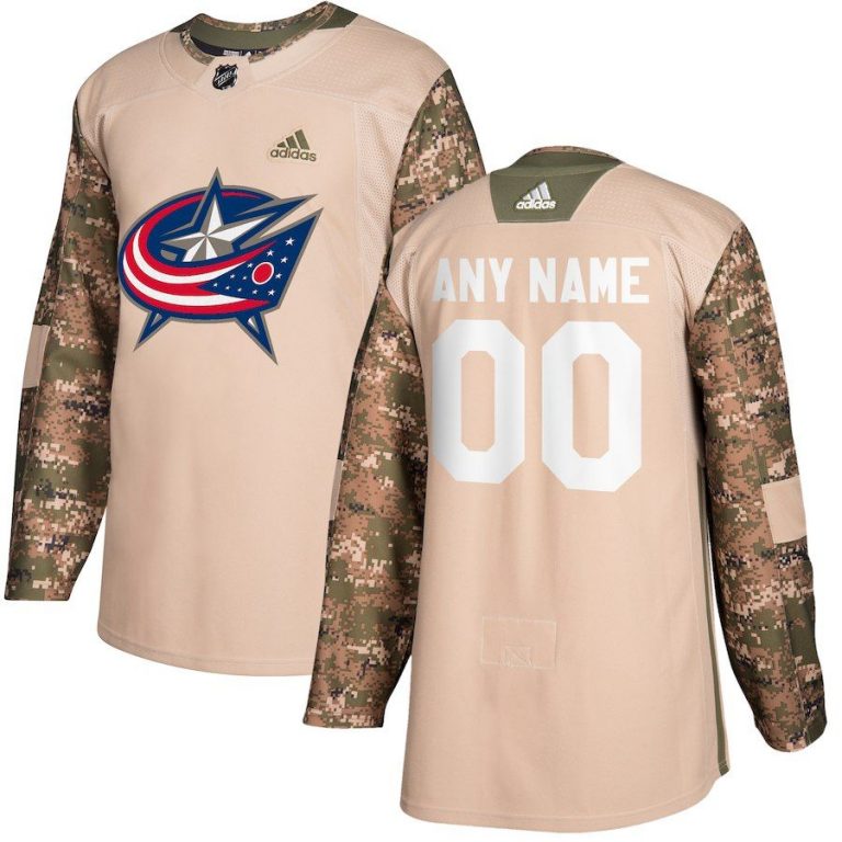 Men Columbus Blue Jackets Camo Veterans Day Custom Practice Jersey