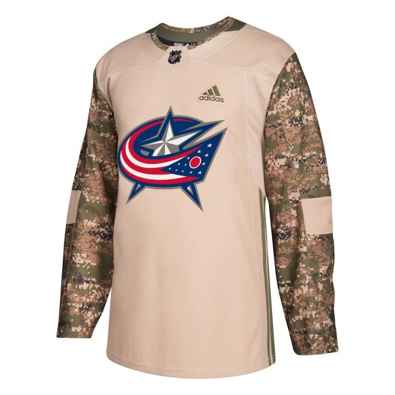 Men Columbus Blue Jackets Camo Veterans Day Practice Jersey