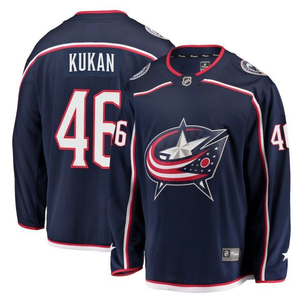 Men Columbus Blue Jackets Dean Kukan Navy Breakaway Jersey