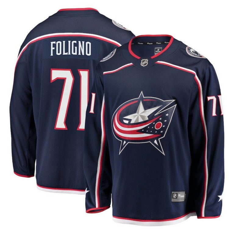 Men Columbus Blue Jackets Nick Foligno Navy Breakaway Jersey