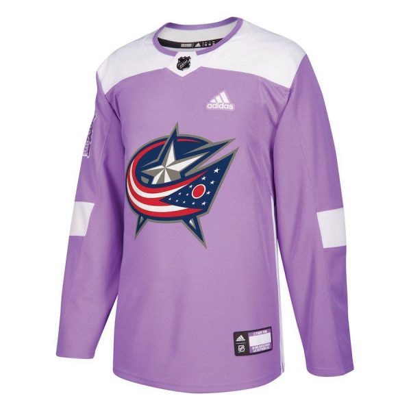 Men Columbus Blue Jackets Purple Hockey Fights Cancer Practice Jersey