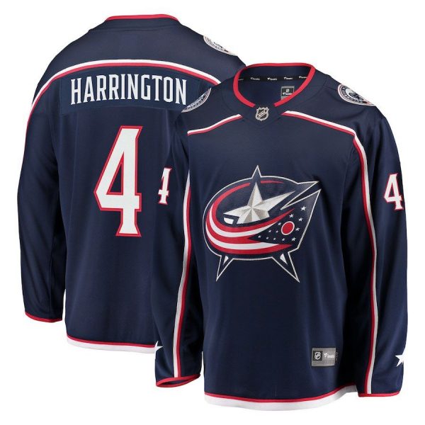 Men Columbus Blue Jackets Scott Harrington Navy Breakaway Jersey