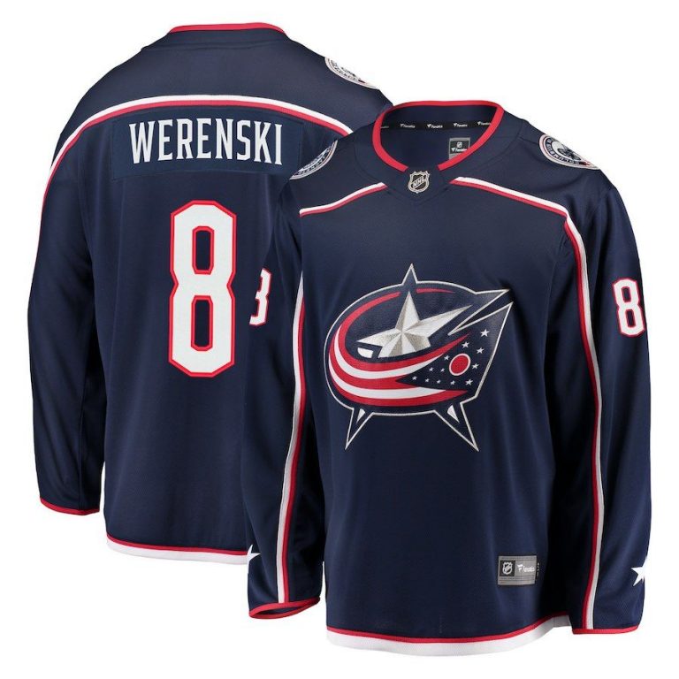 Men Columbus Blue Jackets Zach Werenski Navy Breakaway Jersey