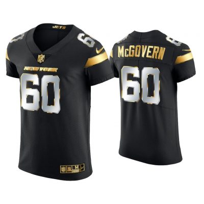 Men Connor McGovern New York Jets Black Golden Edition Elite Jersey